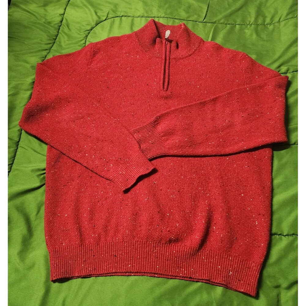 Jos. A. Bank Long Sleeve Pullover 1/4 Zip Lambswool Men's Sweater Red Size L